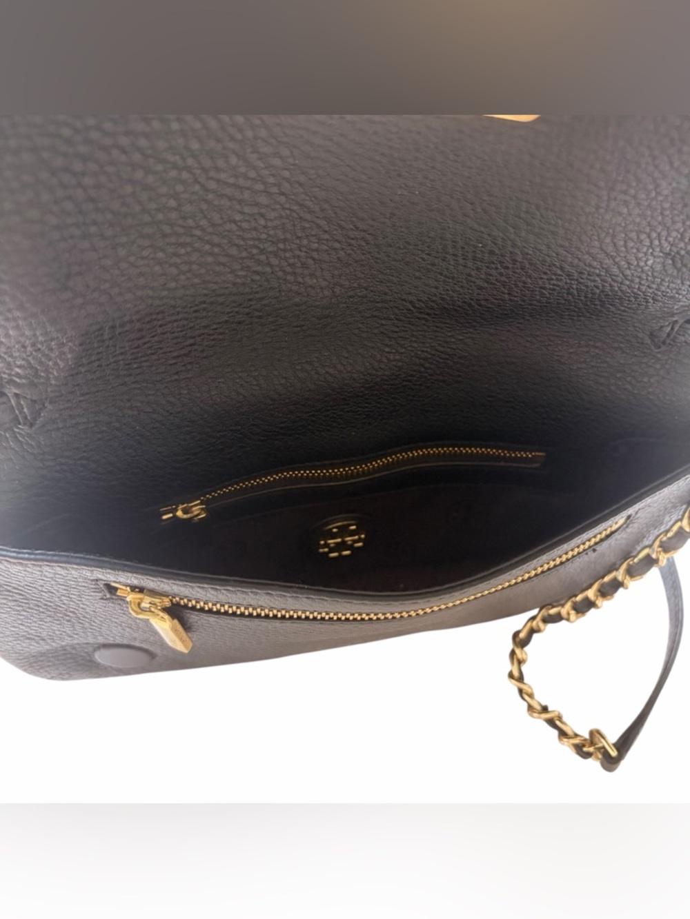Tory Burch Britten Convertible Clutch Crossbody Black Gold leather bag - Picture 5 of 8